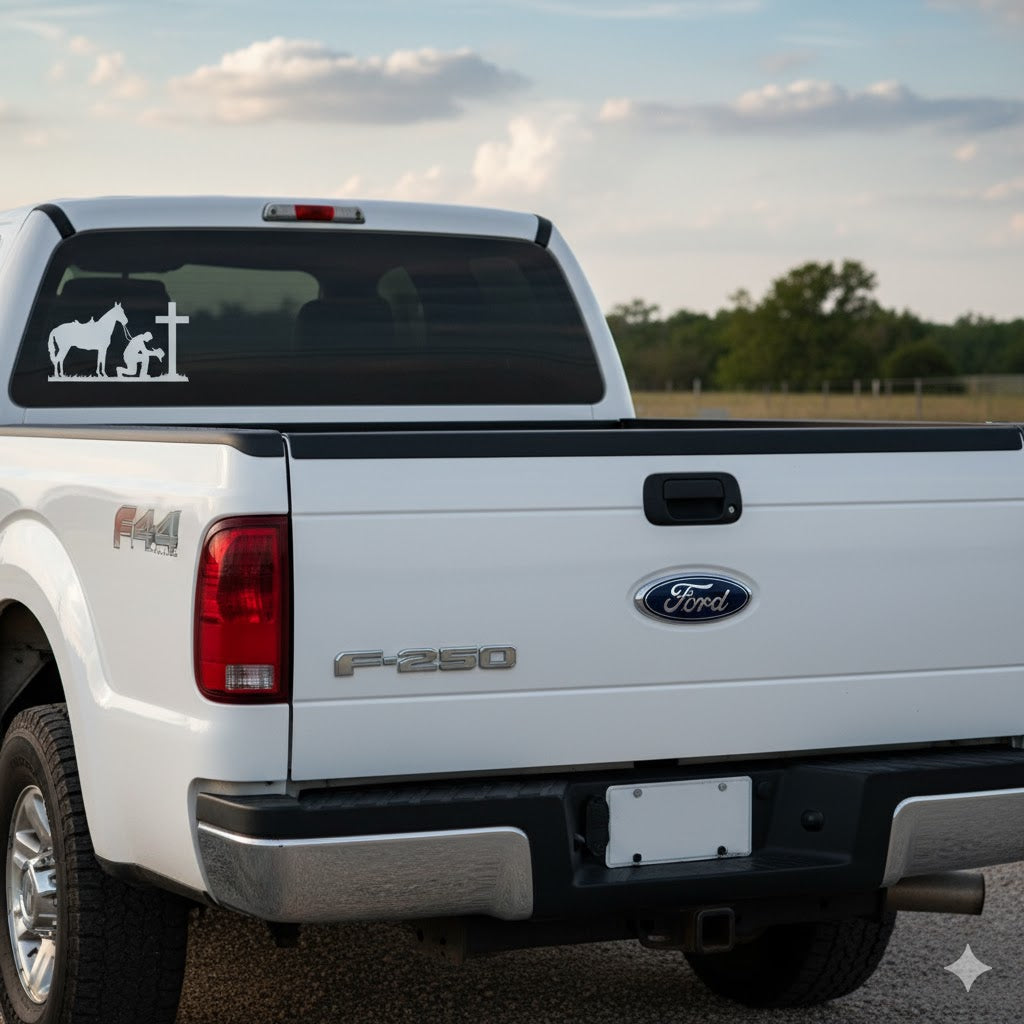 B- Decal - in god we trust cowboy / En Dios confio Vaquero